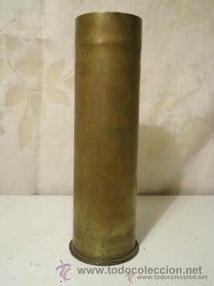 Militaria: Baina proyectil en bronce fechada o datada en 1917, para decoraci&oacute;n - Foto 1