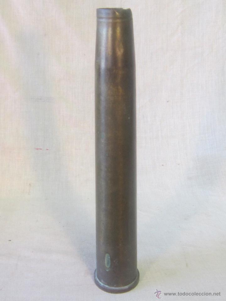 Militaria: ANTIGUA VAINA VAC&Iacute;A DE PROYECTIL EN BRONCE - - Foto 5