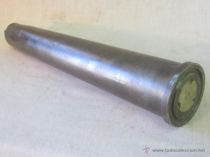 Militaria: ANTIGUA VAINA VAC&Iacute;A DE PROYECTIL EN BRONCE - - Foto 6