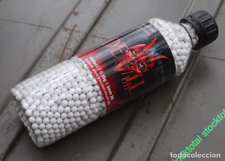 Militaria: 3000 BOLAS AIR SOFT BLASTER DEVIL 0,30 GR. BOTELLA 3000 UDS A16177 - Foto 3