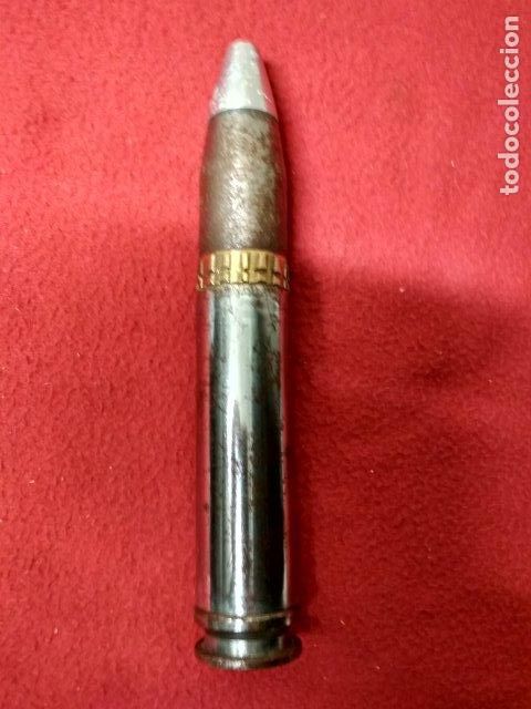 Militaria: ANTIGUO PROYECTIL INERTE COMPLETO - Foto 1