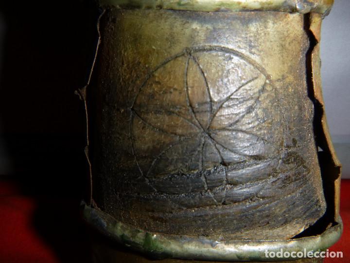 Militaria: POLVORERA DE ASTA DE TORO Y HOJALATA - Foto 3