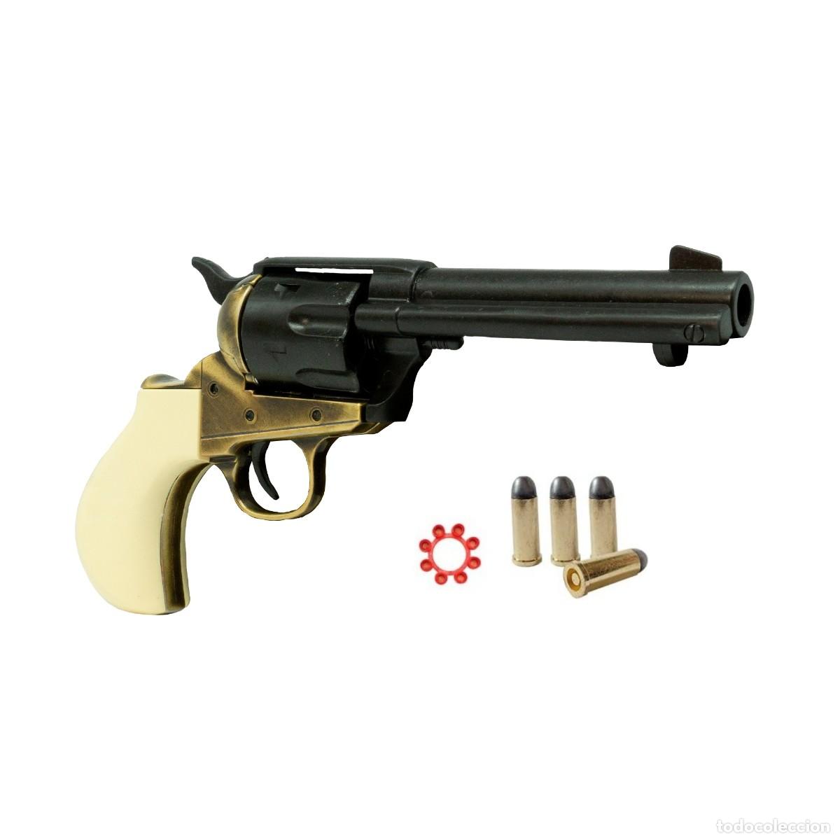 Militaria: Rev&oacute;lver Thunderer Brass ML &ndash; R&eacute;plica Kolser con Cacha Marfil y Acabado Lat&oacute;n/Negro + Caja Decorativ