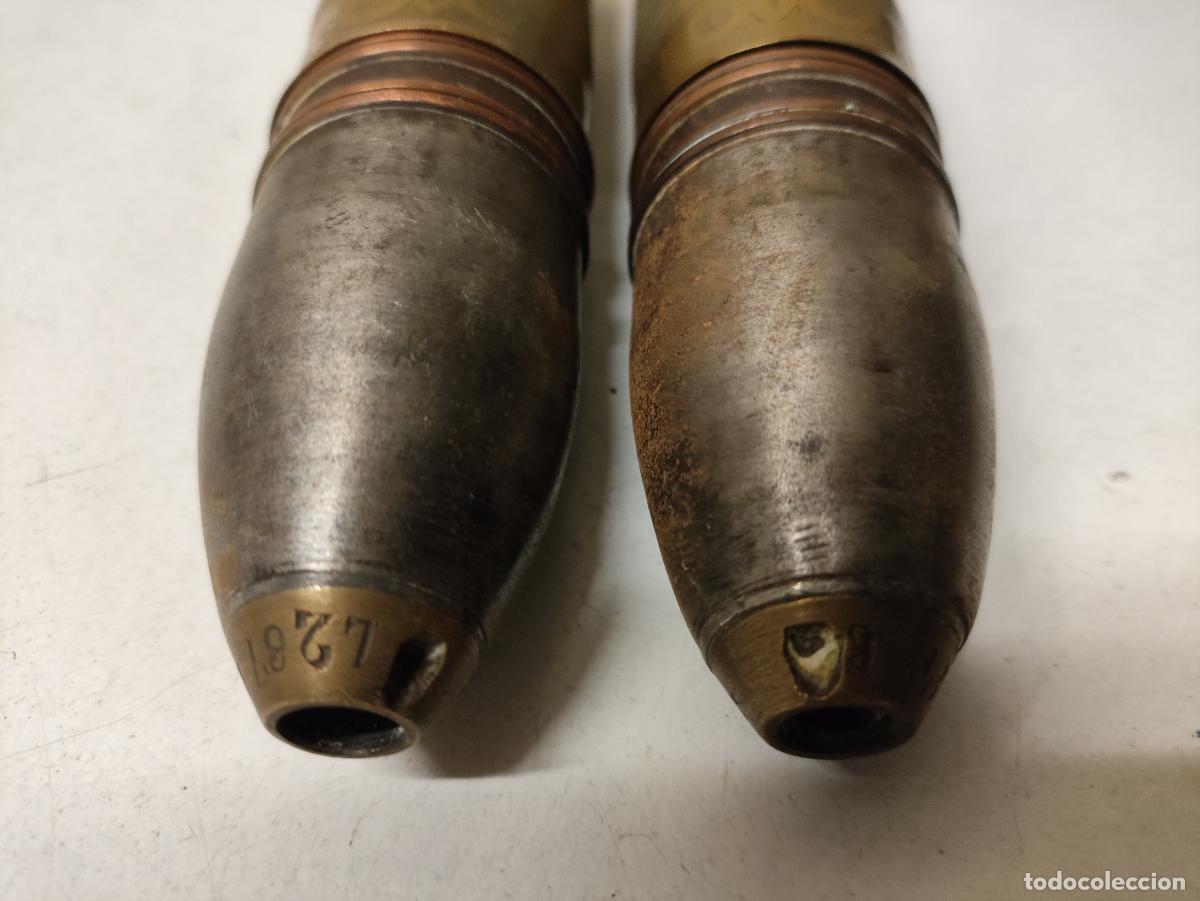 Militaria: ANTIGUA PAREJA POYECTIL INERTE - Foto 4