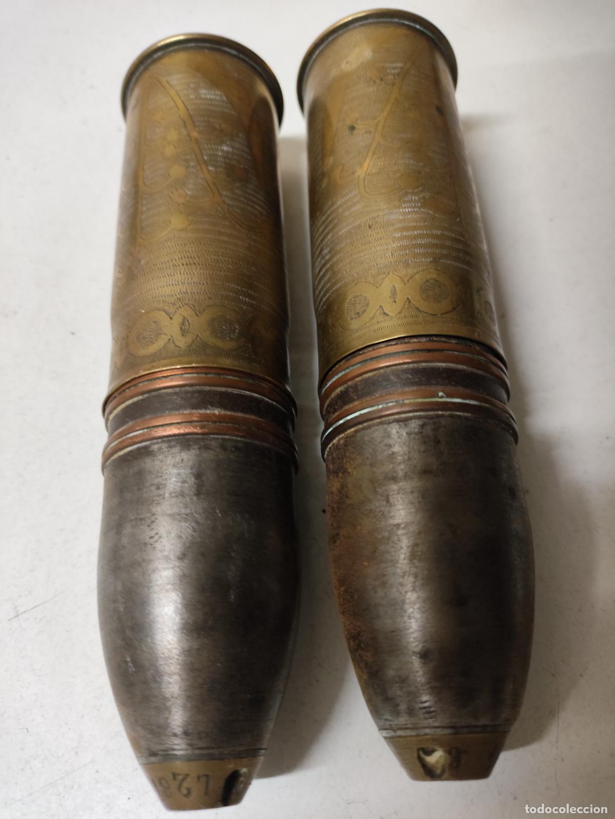 Militaria: ANTIGUA PAREJA POYECTIL INERTE - Foto 5