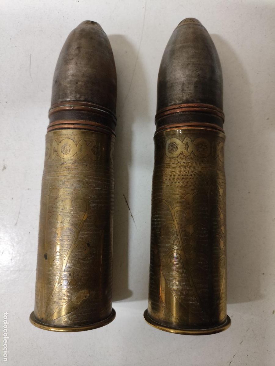 Militaria: ANTIGUA PAREJA POYECTIL INERTE - Foto 1
