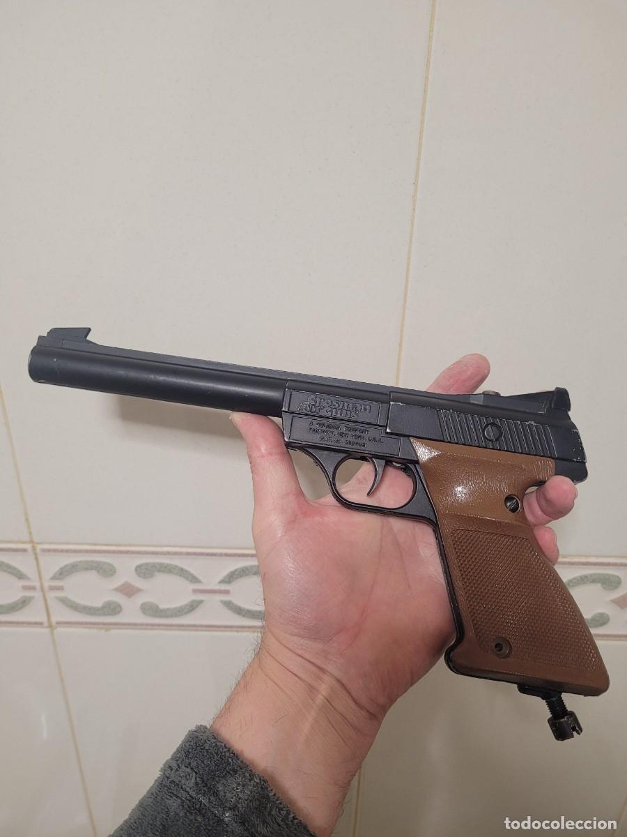 Militaria: PISTOLA CROSMA DE BALINES CON SU FUNDA DE CUERO ORIGINAL