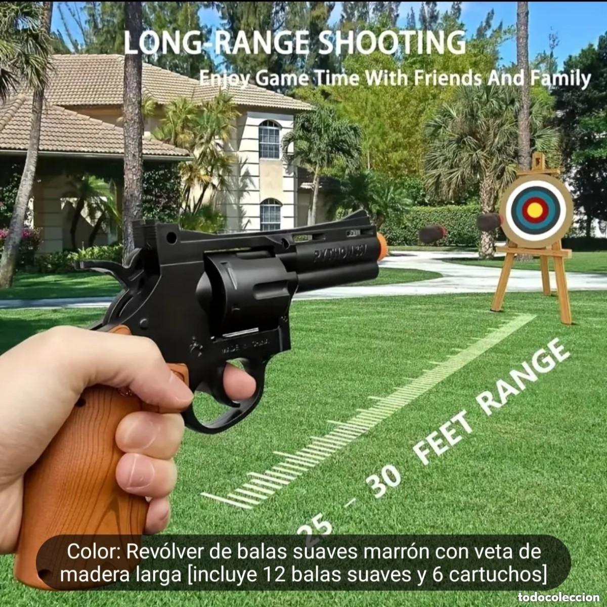 Militaria: REVOLVER PITHON 357 CORTO CON CASQUILLOS Y LANZA BALAS DE ESPUMA. COMPLETO Y REALISTA. CON MUNICION