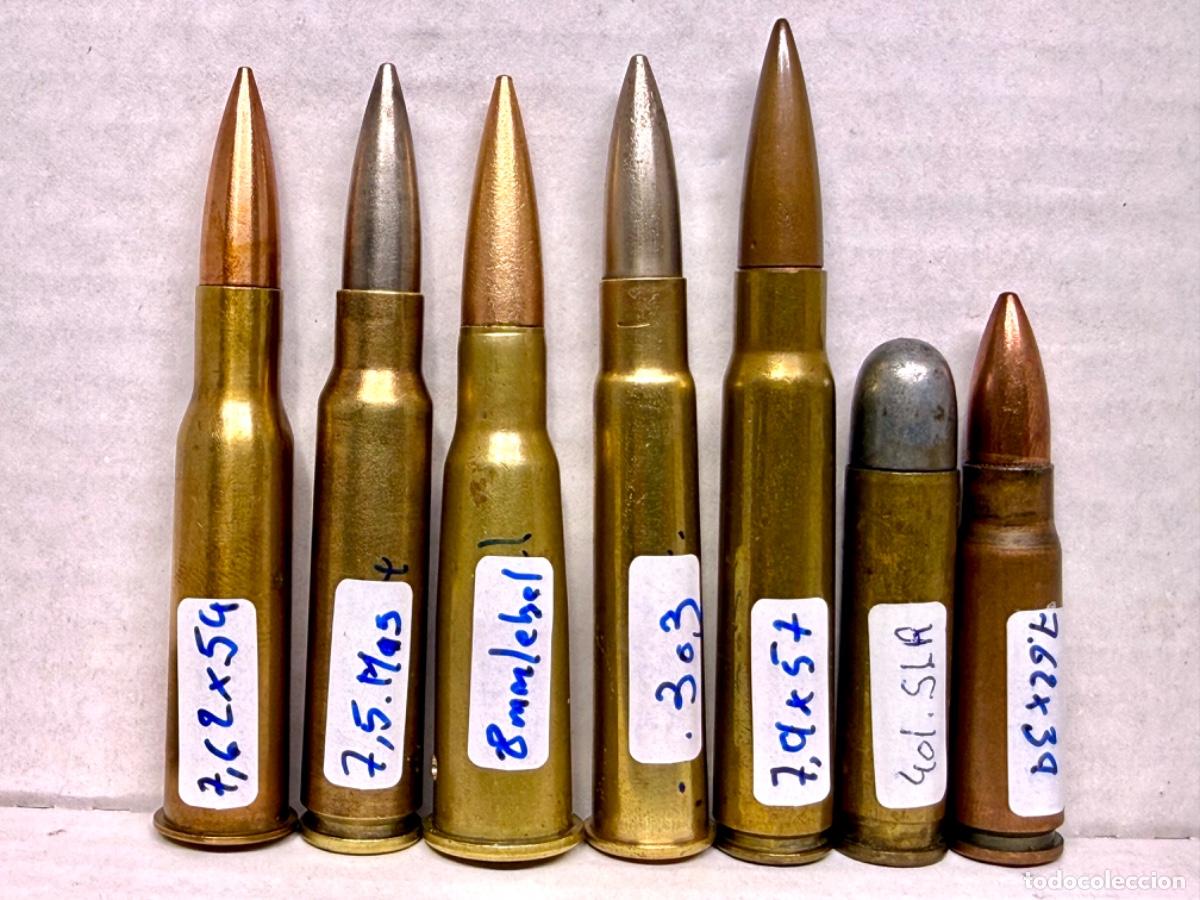 Militaria: Lote 6 cartuchos diferentes para colecci&oacute;n totalmente inertes