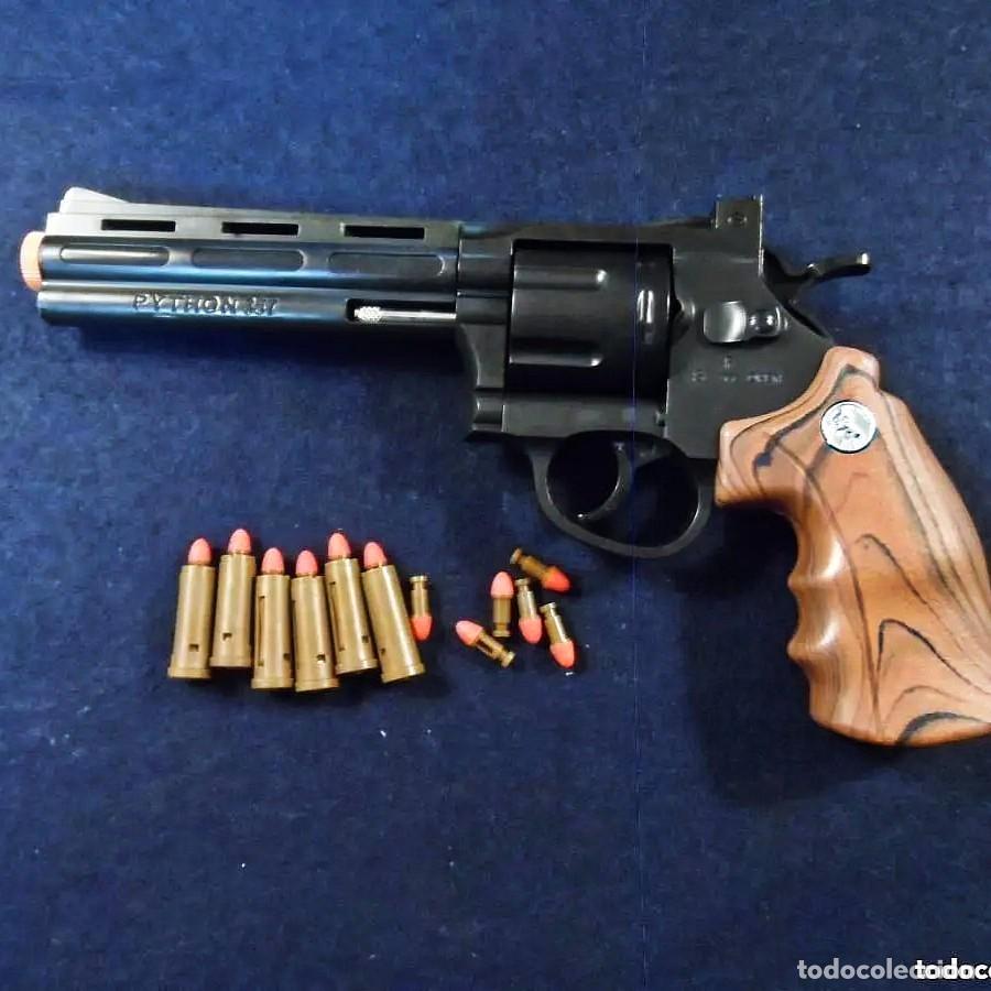 Militaria: REVOLVER PYTHON CA&Ntilde;ON LARGO CON CASQUILLOS Y LANZA BALAS DE ESPUMA.COMPLETA Y REALISTA.CON MUNICION