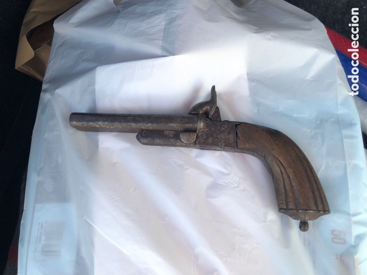 Militaria: Pistola francesa de espiga Lefaucheux original siglo XIX no operativa