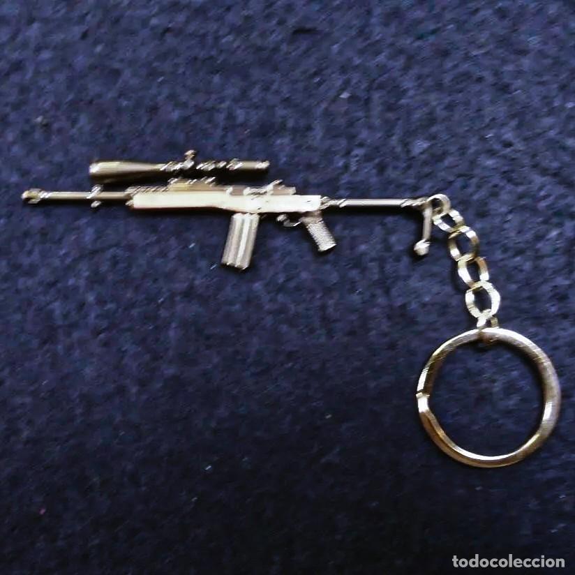 Militaria: MINI FUSIL ASALTO DE FRANCOTIRADOR LLAVERO EN METAL. MED. 2 X 9-15CMS