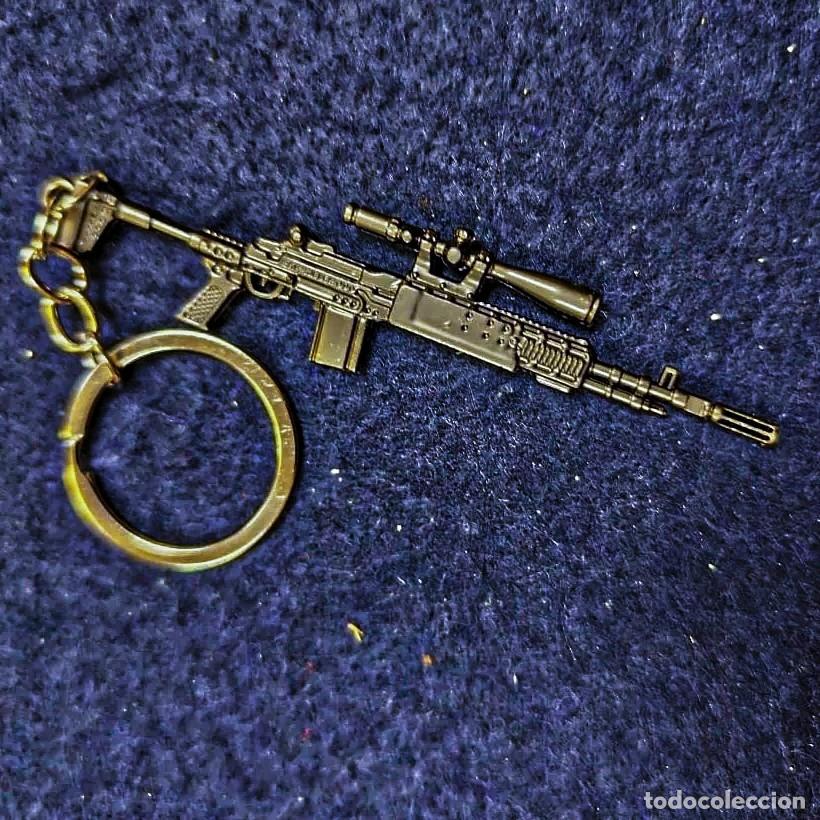 Militaria: MINI FUSIL DE ASALTO FN HERSTAL LLAVERO EN METAL. MED. 3 X 9-15-CMS