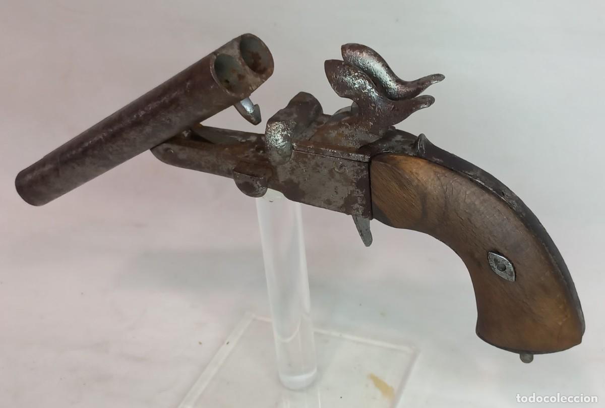 Military Antiques: ANTIGUA PISTOLA DE MEDIADOS DE S. XIX DE DOBLE CA&Ntilde;ON SISTEMA LEFAUCHEUX - NO OPERATIVA