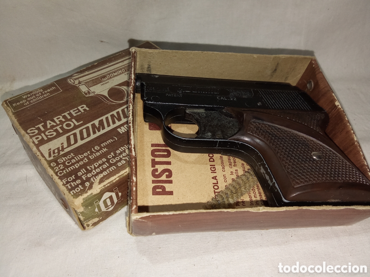 Militaria: PISTOLA IGI DOMINO MOD. 310 CALIBRE 22 (6 mm) 6 DISPAROS EN CAJA ESPANTAPERROS DETONADORA