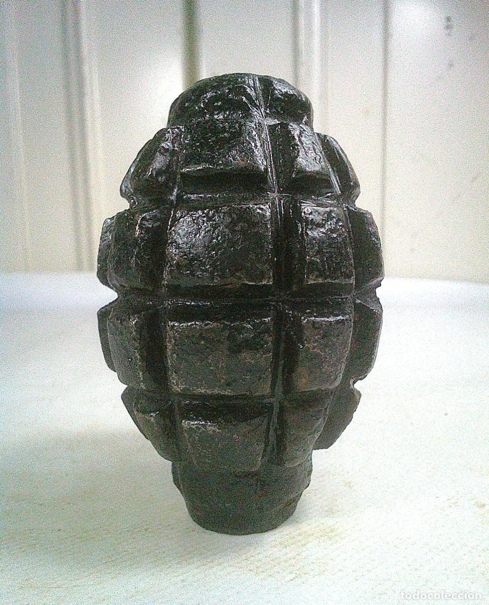 Militaria: CUERPO DE GRANADA DE MANO DEFENSIVA FRANCESA F1 USADA EN GUERRA CIVIL ESPA&Ntilde;OLA PINTURA ORIGINAL