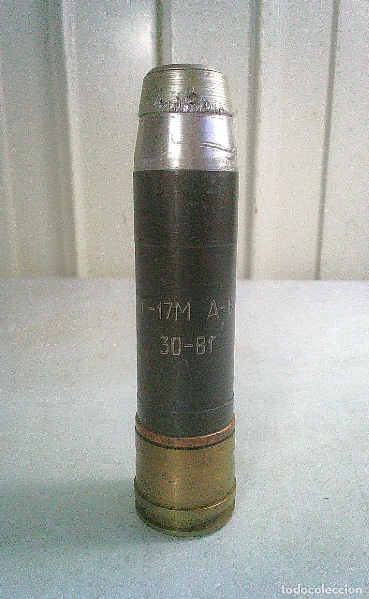 Militaria: CARTUCHO SOVIETICO 30X28B PARA EL LANZAGRANADAS AGS-17/30 ROMPEDOR HE USADO EN LA GUERRA DE UCRANIA