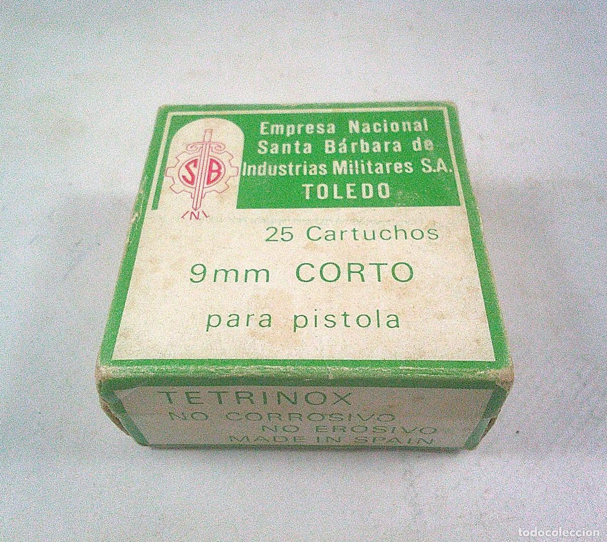 Militaria: CAJA DE CARTON PARA MUNICION DE 9 MM CORTO 9 MM C SB TOLEDO VERDE PARA 25 CARTUCHOS PARA PISTOLA