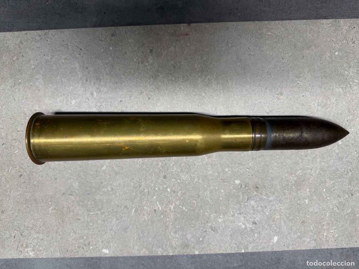 Militaria: Antiguo y raro Disparo 42x260R - 42mm Nordenfelt. Perforante rompedor. Inerte