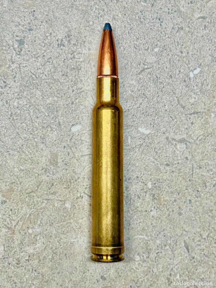 Militaria: Cartucho calibre .340 Weatherby Magnum munici&oacute;n deportiva para coleccion, inerte