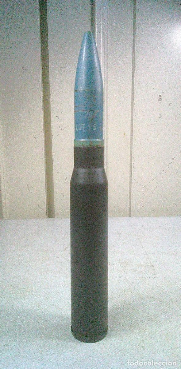 Militaria: DISPARO O CARTUCHO DE PRACTICAS TP-T FRANCES DE 20X139 20 X 139 PARA CA&Ntilde;ONES AUTOMATICOS DE 20 MM -2