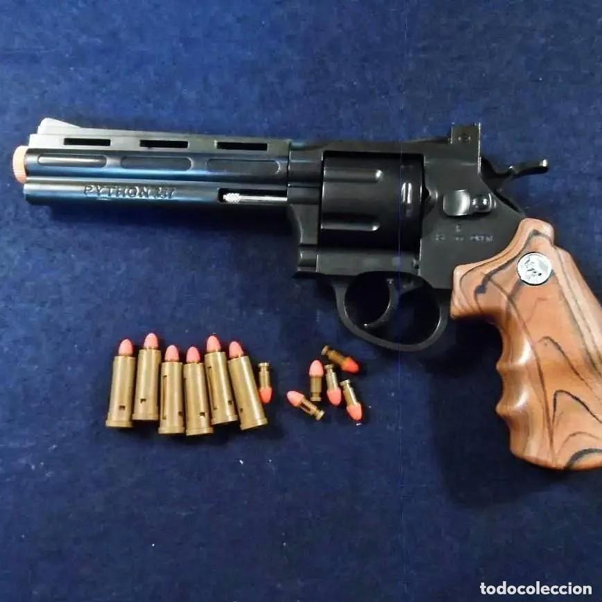 Militaria: REVOLVER PYTHON CA&Ntilde;ON LARGO CON CASQUILLOS Y LANZA BALAS DE ESPUMA.COMPLETA Y REALISTA.CON MUNICION