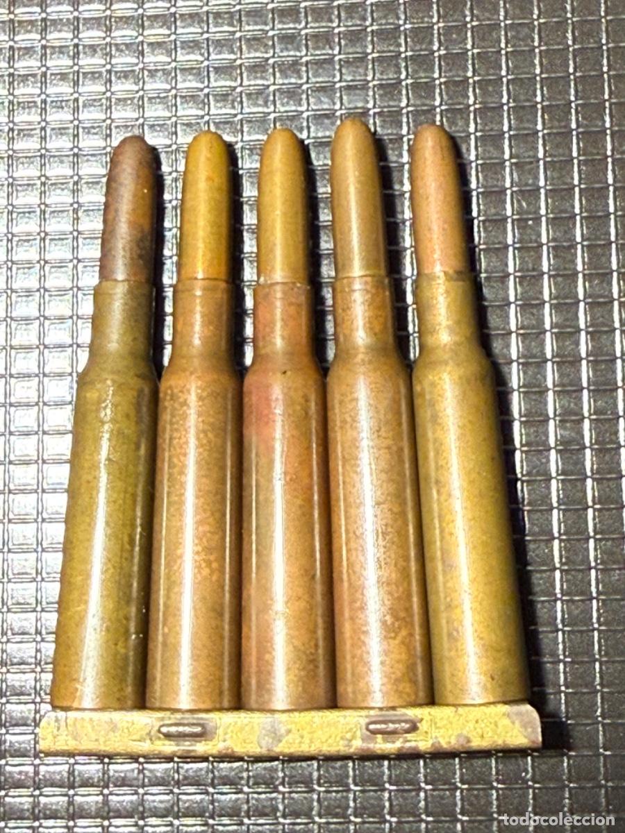 Militaria: 7x57 peine 5 cartuchos para Mauser Espa&ntilde;ol todo Inerte