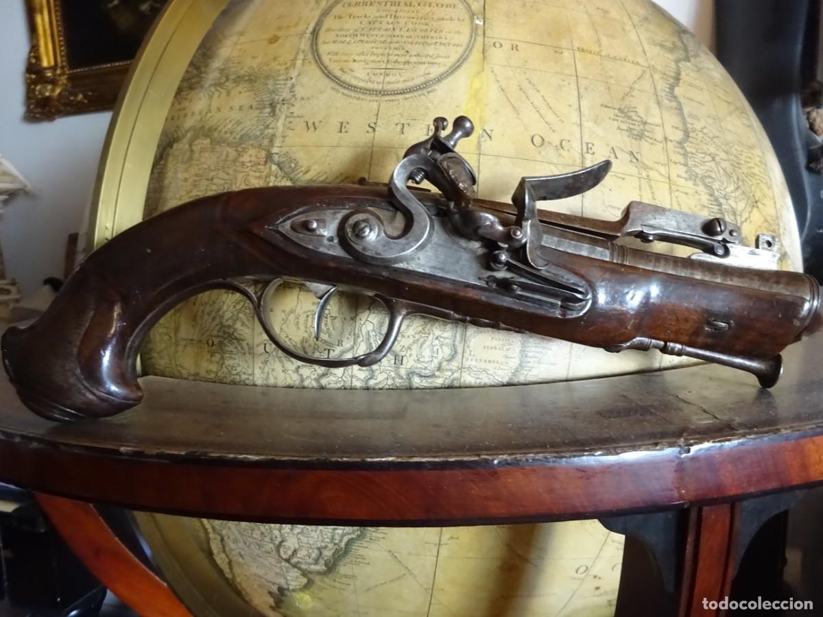Militaria: pistolet a silex tromblon avec baionnette lan&ccedil;ante, france ?, 1780
