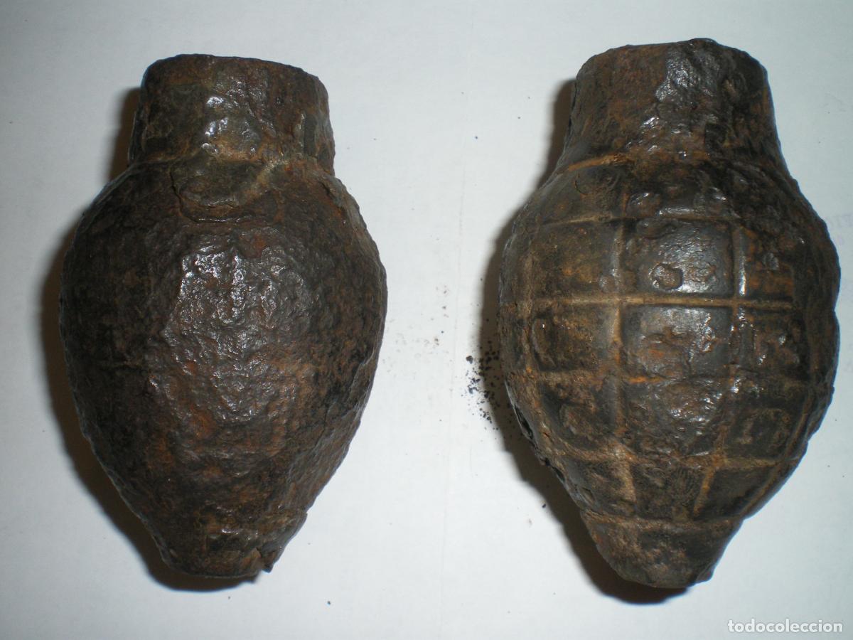 Militaria: LOTE 2 GRANADAS CITRON FOUG, INERTES