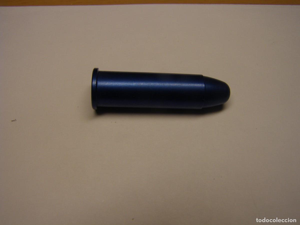 Militaria: Cartucho inerte, 38 spl alivia percutores, en aluminio anodizado.
