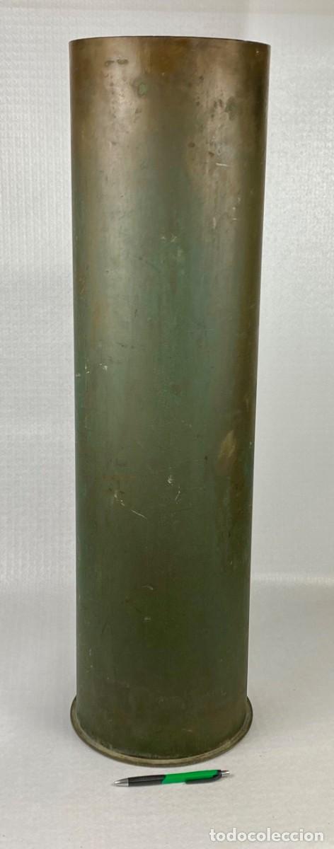 Militaria: VAINA DE DISPARO DE ARTILLER&Iacute;A NAVAL de 215mm en lat&oacute;n producida en 1915 por PATRONEN FABRIK KARLSRU