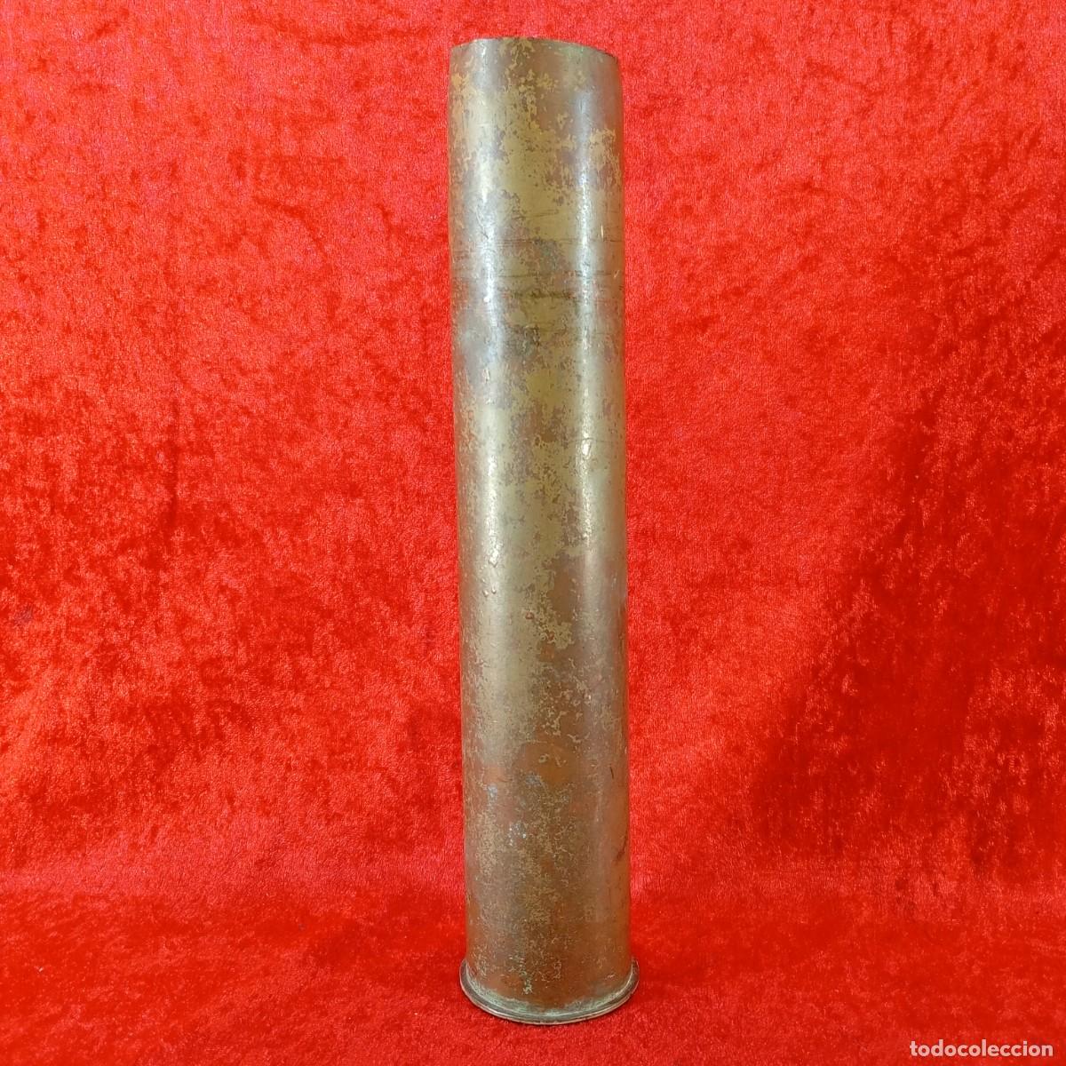 Militaria: ANTIGUO PROYECTIL ANTITANQUE DE LAT&Oacute;N Y ACERO VAC&Iacute;O - CARTUCHO MILITAR - 37 MM - SIGLO XX - 28 CM