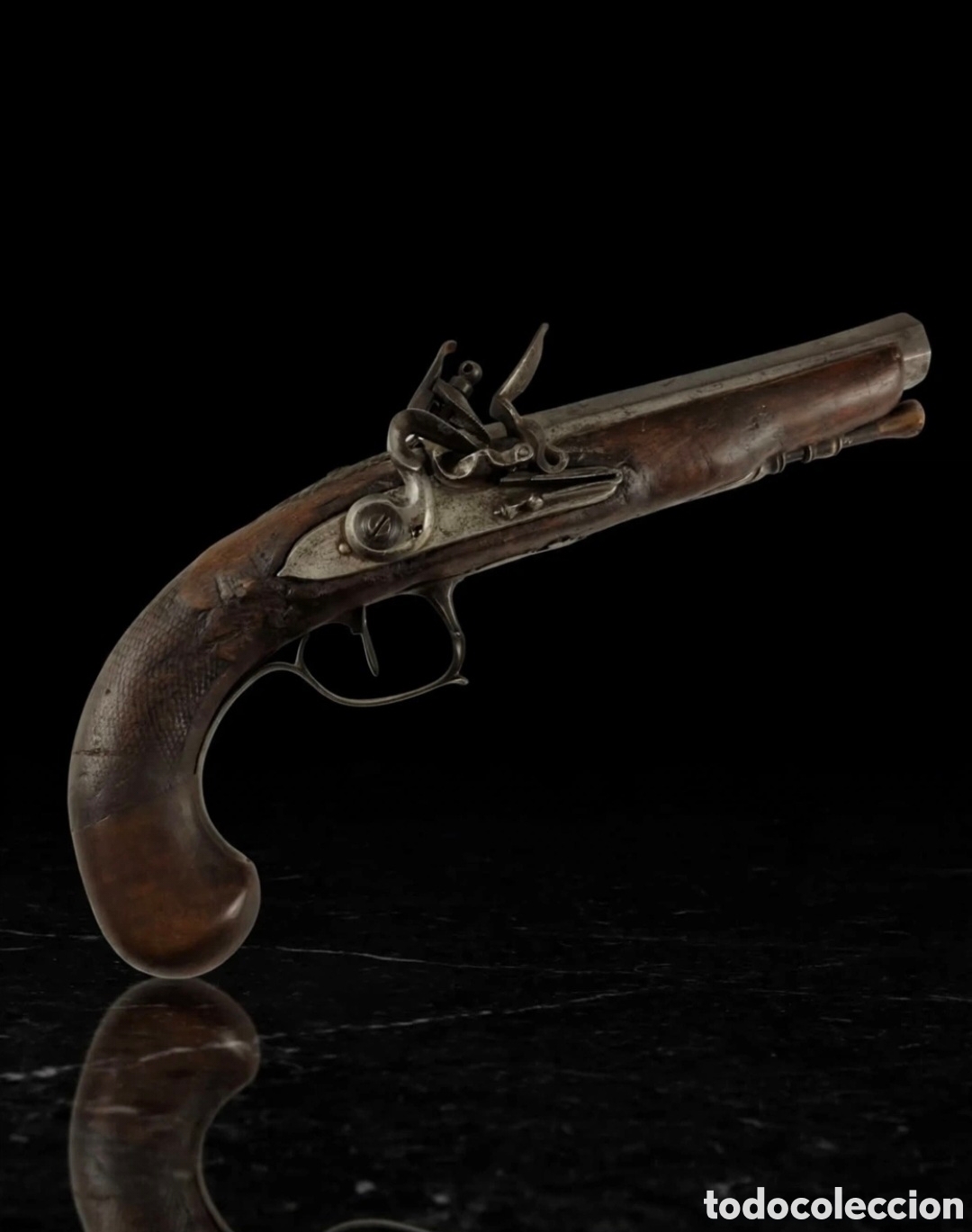 Militaria: Pistola de oficial Italiana grabado LIBERTAS en el ca&ntilde;&oacute;n 1730/1750 mide 45 cms Italia