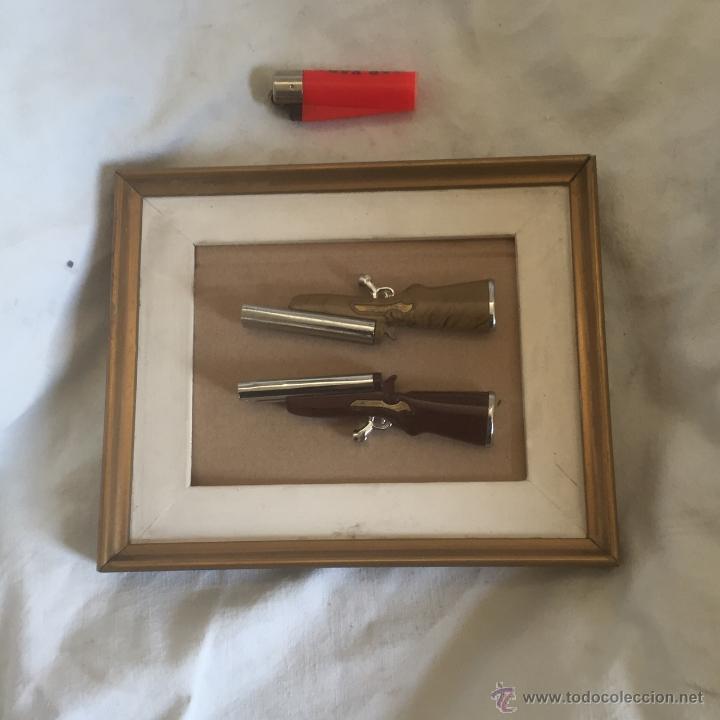 Militaria: CUADRO CON DOS ESCOPETAS MECHERO - Foto 3