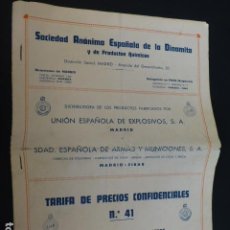 Militaria: EIBAR GUIPUZCOA SOCIEDAD ESPAÑOLA ARMAS Y MUNICIONES TARIFAS 1947 ESCOPETAS. Lote 374925509