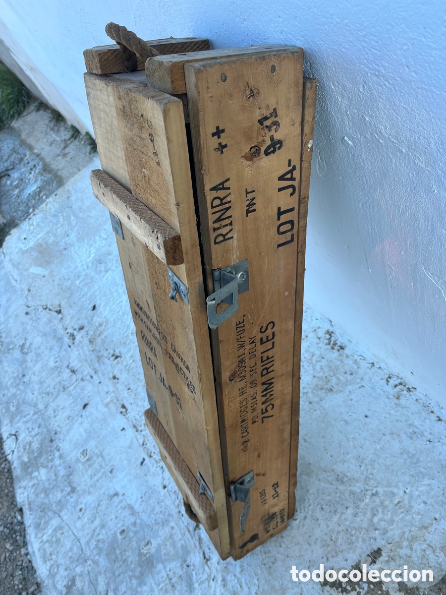 Militaria: CAJA MUNICIONES MADERA GRANDE - Foto 3