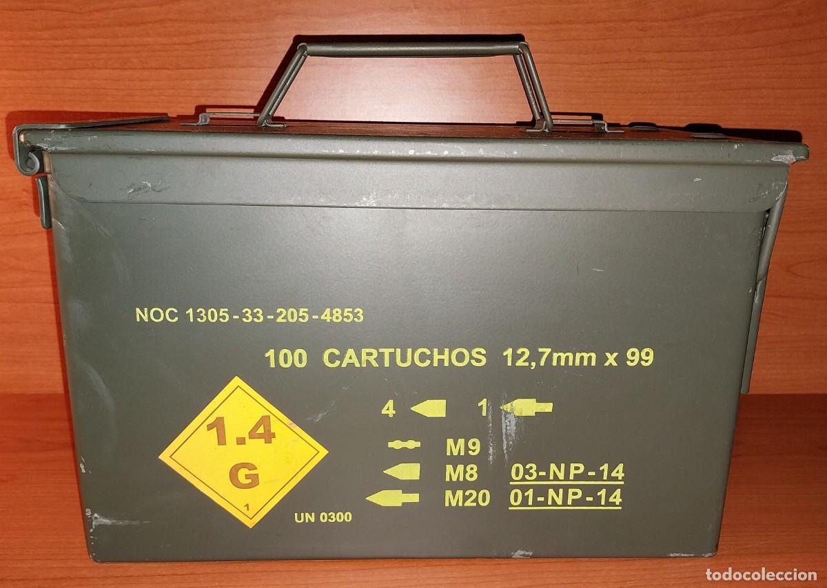 Militaria: Ej&eacute;rcito Espa&ntilde;ol. Caja de munici&oacute;n 12,70 - Foto 1