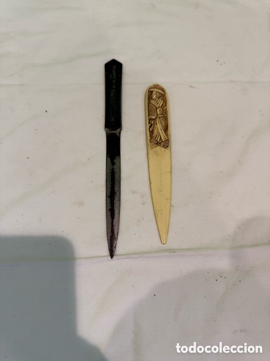 Militaria: Lote antiguo abrecartas y cuchilla Kaolina Antiflog&iacute;stica Dr Mera publicidad farmac&eacute;utica