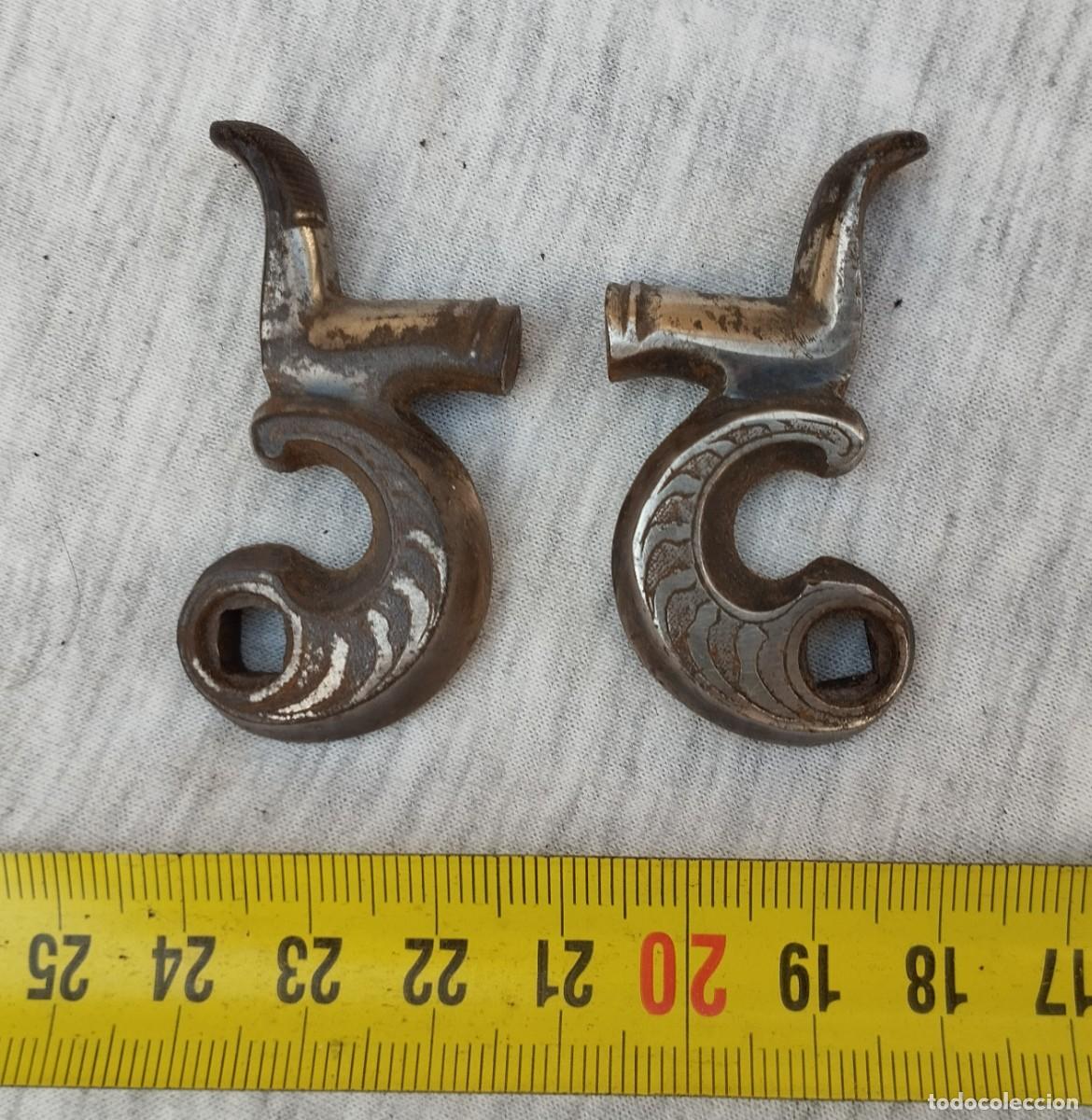 Militaria: pareja perrillos escopeta de caza antigua