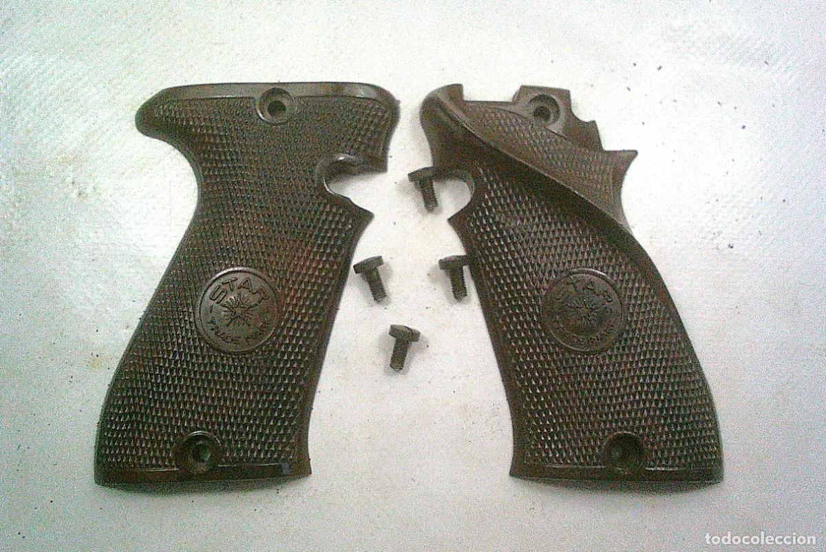 Militaria: CACHAS PISTOLA STAR FM CALIBRE 22 LR 22 LONG RIFLE CON CUATRO TORNILLOS ORIGINALES