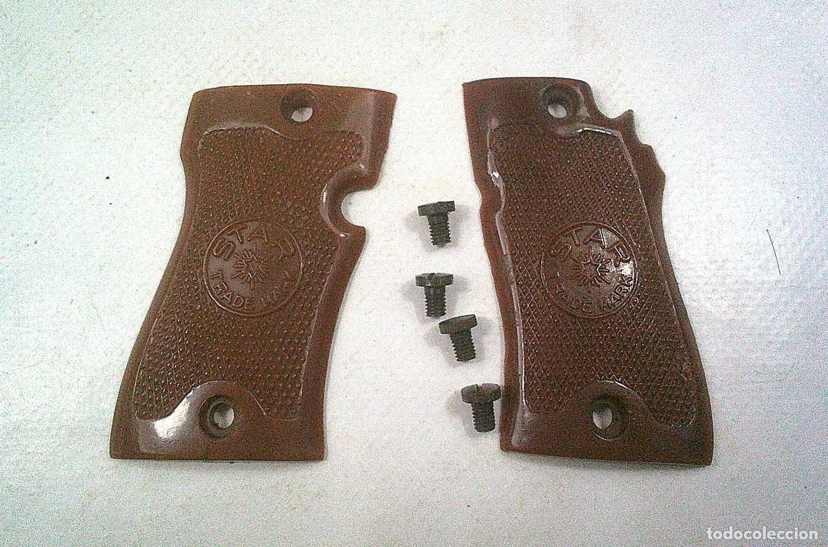 Militaria: CACHAS DE LA PISTOLA STAR CU CK STARLET DE 6,35 MM 6,35MM PLASTICO MARRON