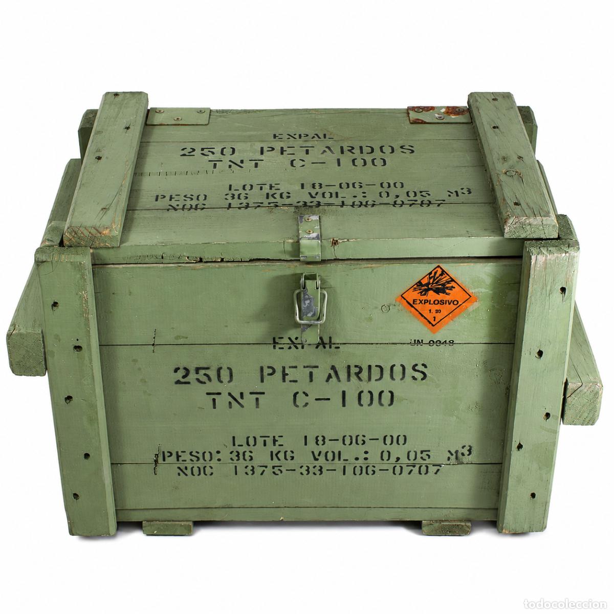 Militaria: Caja Militar EXPAL TNT C-100 Explosivos Munici&oacute;n Ej&eacute;rcito Vintage Original