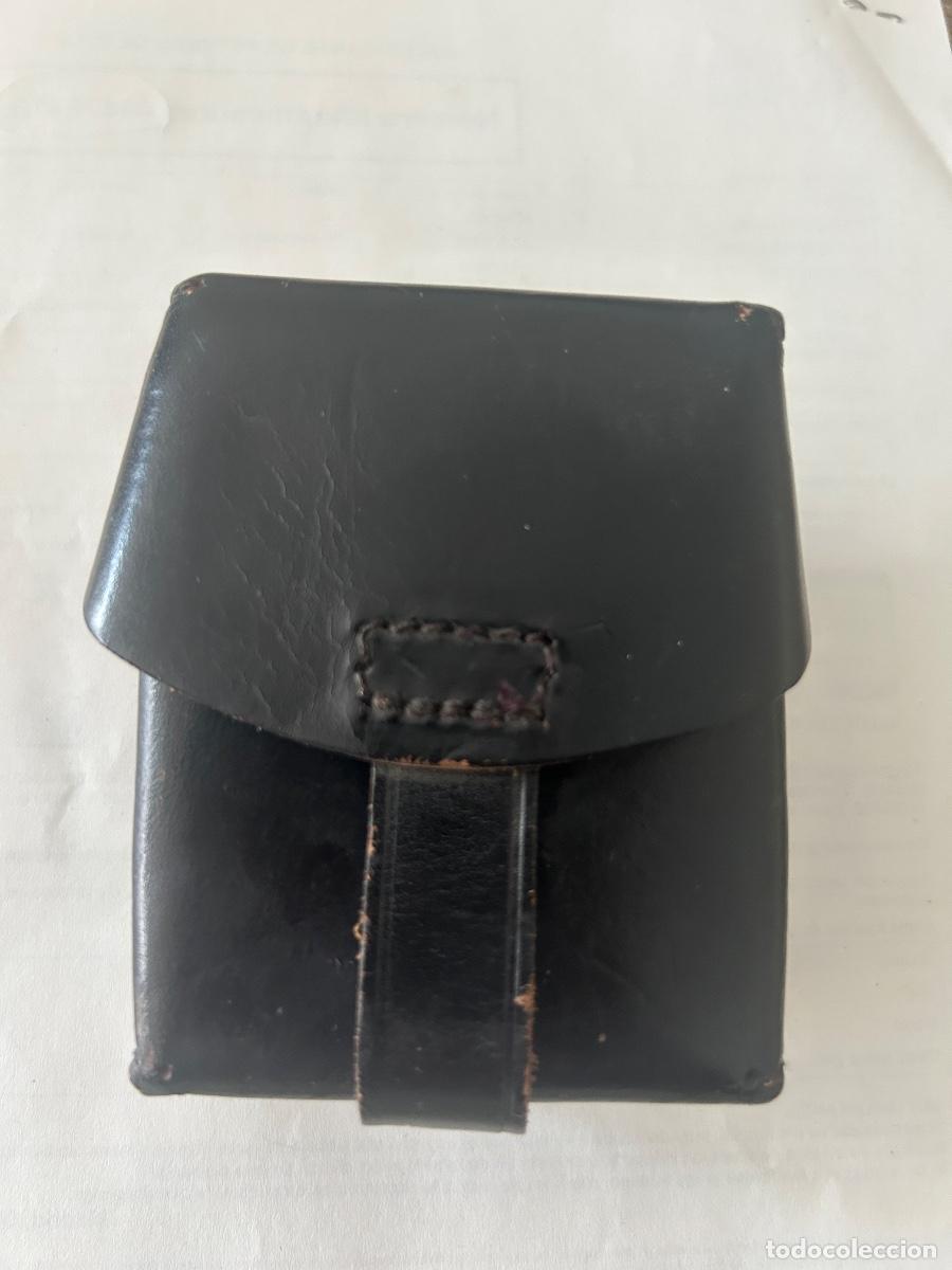 Militaria: Antigua cartuchera de cuero negro Guardia Civil / Ej&eacute;rcito, a&ntilde;os 50-60 (9x7x4 cm)