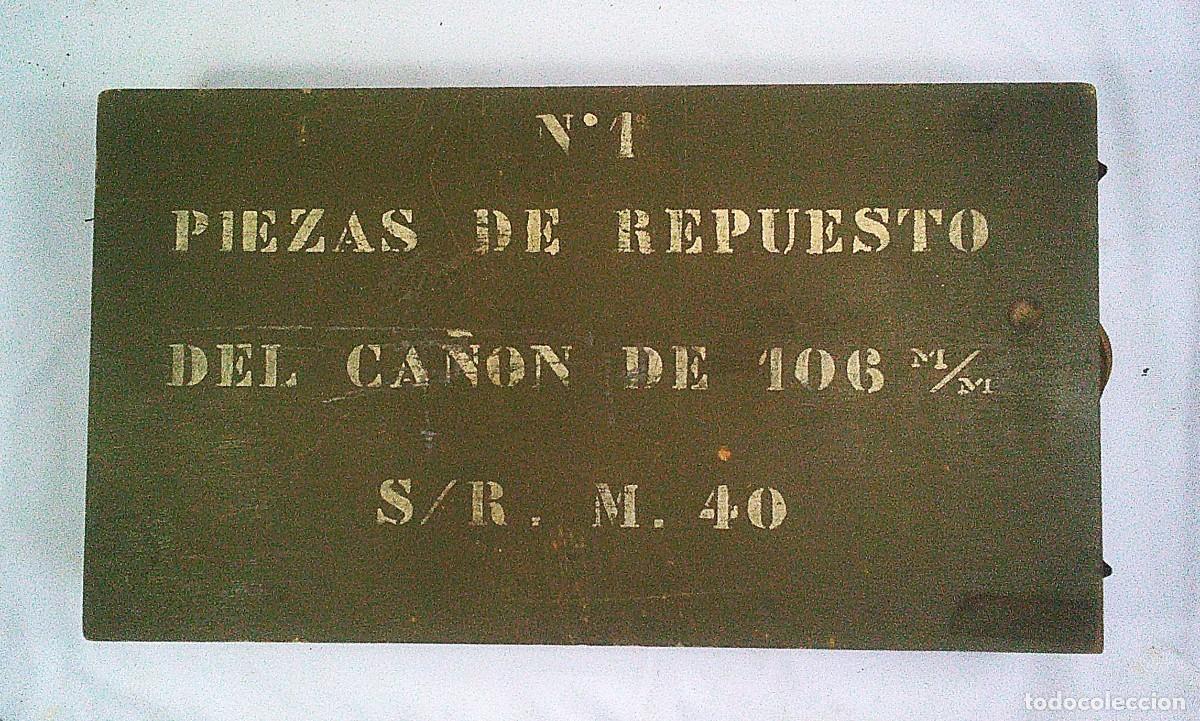 Militaria: CAJA N&ordm; 1 DE PIEZAS DE REPUESTO DEL CA&Ntilde;ON SIN RETOCESO CSR DE 106 MM M40 M-40