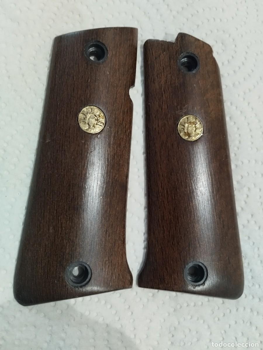 Military Antiques: Cachas pistola llama del 38 en madera