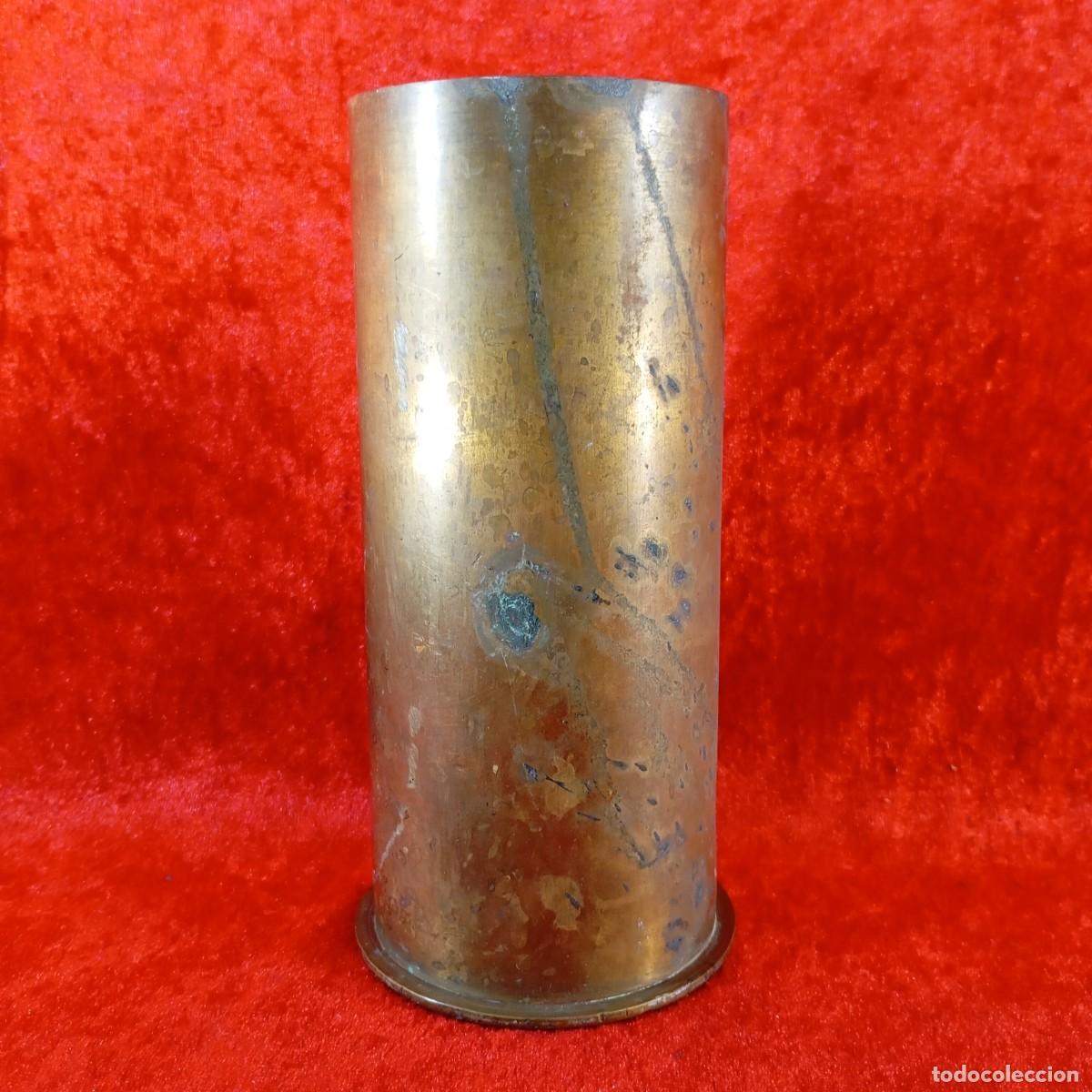 Militaria: PRECIOSA BAINA DE PROYECTIL - M.B. 1/931 - AP - 75/27 - 90 MM DI&Aacute;METRO - 18,5 CM ALTURA