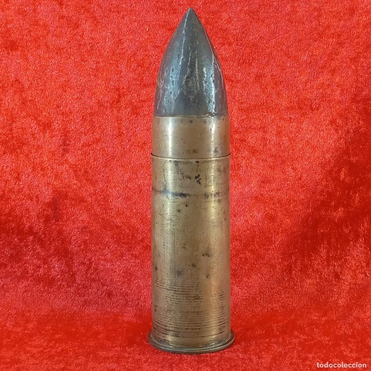 Militaria: PRECIOSO PROYECTIL COMPLETO - ORIGINAL - INERTE - VACIO - 16 CM TOTAL