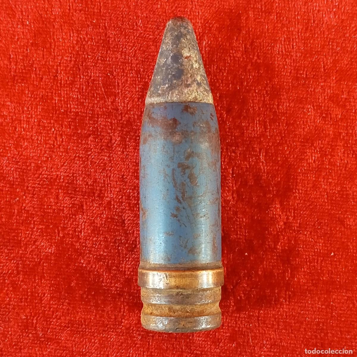 Militaria: PRECIOSO PROYECTIL - ORIGINAL - INERTE - VACIO - 7,5 CM TOTAL