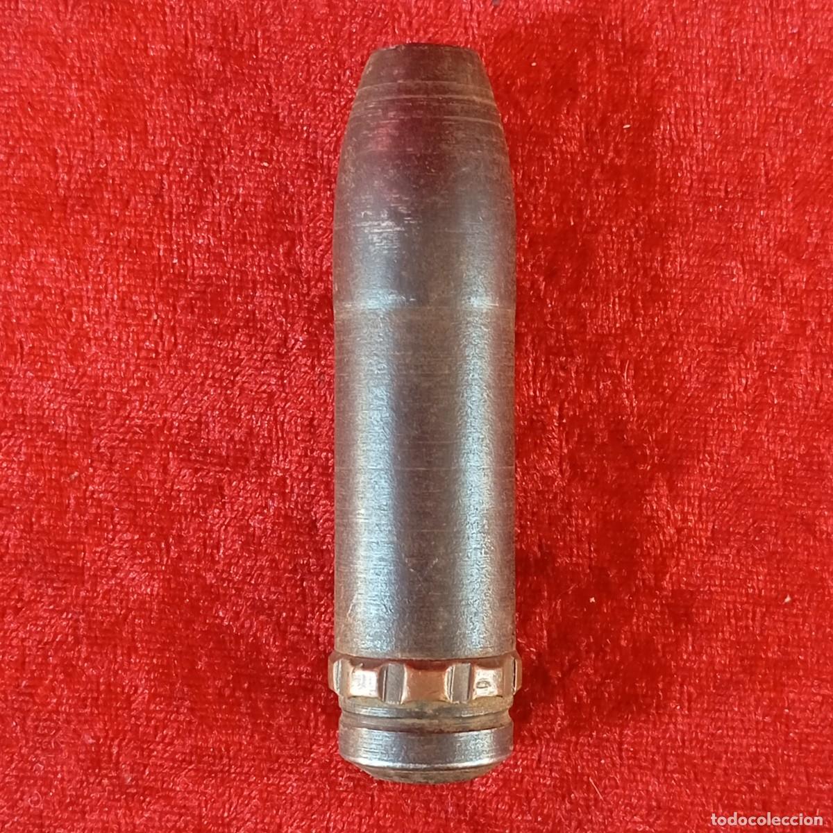 Militaria: PRECIOSO PROYECTIL - ORIGINAL - INERTE - VACIO - 7,5 CM TOTAL