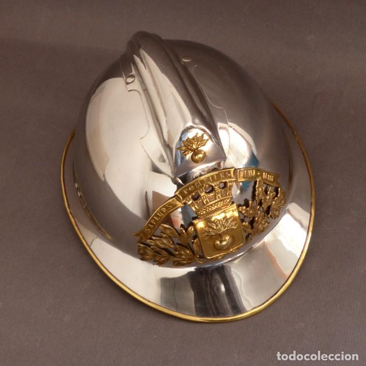 Militaria: Casco de bombero cromado. Francia - Foto 2